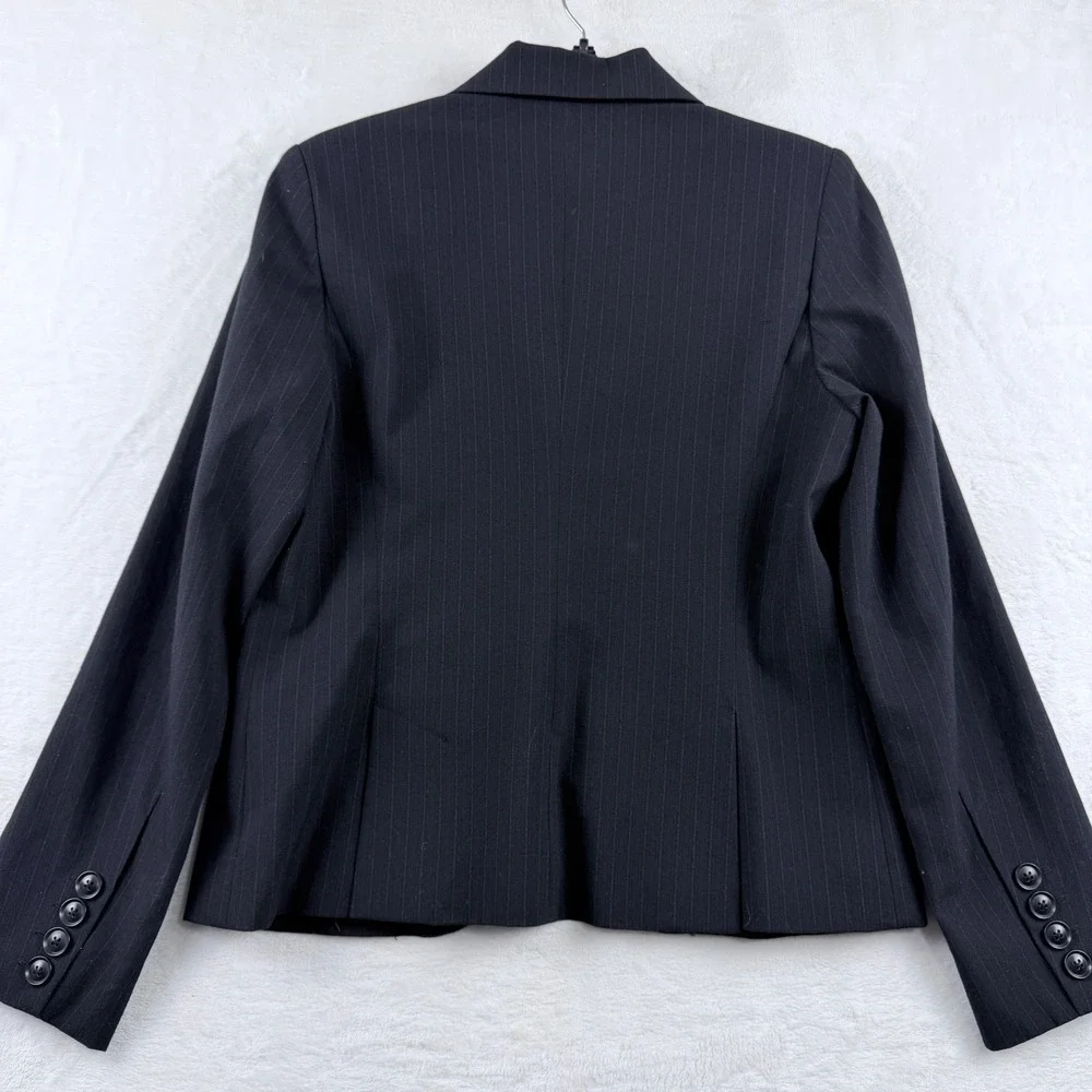 Rafaella Black Pinstripe Career Blazer Office Chic Single Button‎ Jacket Size 10
